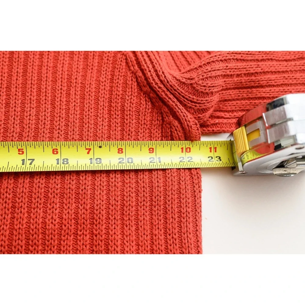 Duluth Trading Sweater L Tall Red Brown Cotton/Wool Cowl neck pullover